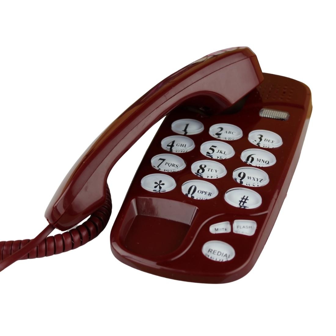 Telefon fix cu fir, montabil pe perete tastatura iluminata, redial, mute, flash, visiniu, RESIGILAT - imagine 8